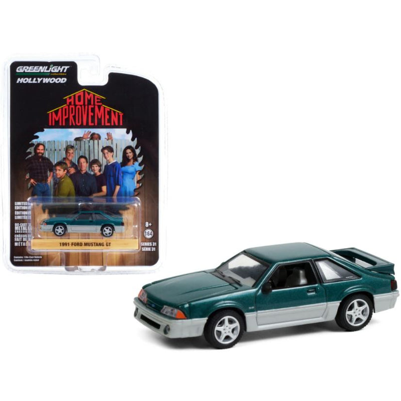 2021 Greenlight Hollywood Limited Edition Home Improvement Mejorando la Casa 1991 Ford Mustang GT verde Llantas de Goma