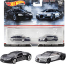 2023 Hot Wheels Premium Car Culture Bugatti 2 Pack Set de 2 - Bugatti Veyron y 16 Bugatti Chiron con Llantas de Goma RR