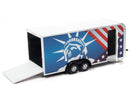 2021 Auto World Enclosed Trailer con Estatua de la Libertad y bandera de los Estados Unidos blanco Llantas de Goma