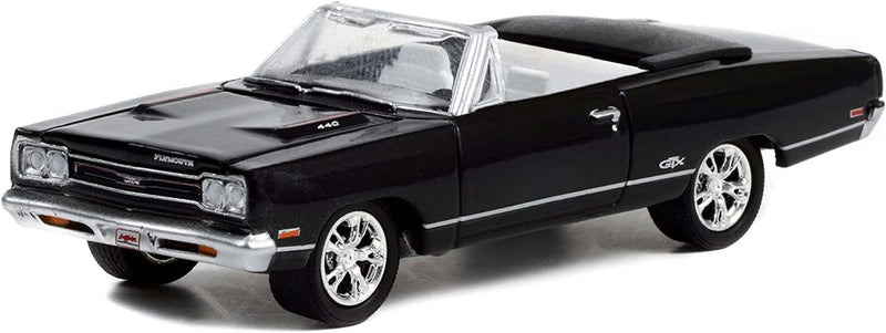 2021 Greenlight Limited Edition Barrett Jackson 1969 Plymouth GTX Convertible negro Llantas de Goma