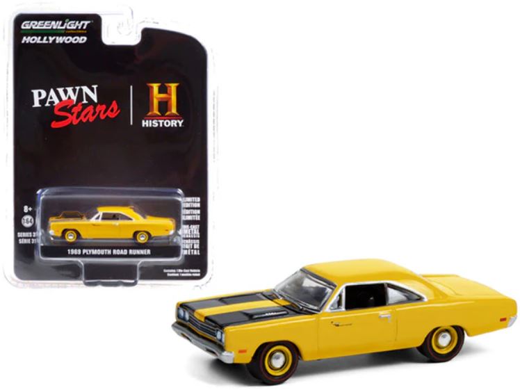 2021 Greenlight Hollywood Limited Edition History Pawn Stars El Precio de la Historia 1969 Plymouth Road Runner amarillo Llantas de Goma