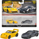 2024 Hot Wheels Premium Car Culture Porsche 2 Pack Set de 2 - Porsche 993 GT2 y Porsche 718 Cayman GT4 con Llantas de Goma RR