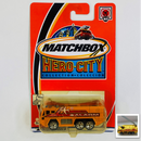 2002 Matchbox Hero City Gloster Saro Airport Pumper naranja Bombero con Cañón de Agua y Escalera Móviles