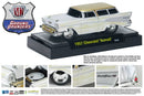2010 M2 Machines Ground Pounders Limited Edition 1957 Chevrolet Nomad R05 blanco con flamas Llantas de Goma - Loose con Caja Acrílica