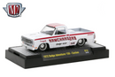 2024 M2 Machines Ramchargers Limited Edition 1/9,200 1972 Dodge Adventurer 150 Custom R74 blanco Llantas de Goma