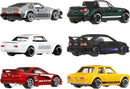 2025 Hot Wheels Silver Series Japanese Car Culture Pack de 6 JDM - 82 Toyota Supra, 91 Mazda MX-Miata, Nissan Skyline HT 2000GT-X, Honda Civic Si, Custom 01 Acura Integra GSR, 71 Datsun 510