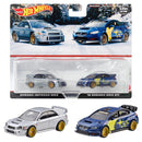 2023 Hot Wheels Premium Car Culture Subaru 2 Pack Set de 2 - Subaru Impreza WRX y 16 Subaru WRX STI con Llantas de Goma RR