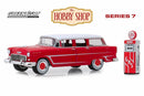 2019 Greenlight The Hobby Shop Series 7 1955 Chevy Two-Ten Townsman with Gas Pump rojo Llantas de Goma con Accesorio Diorama