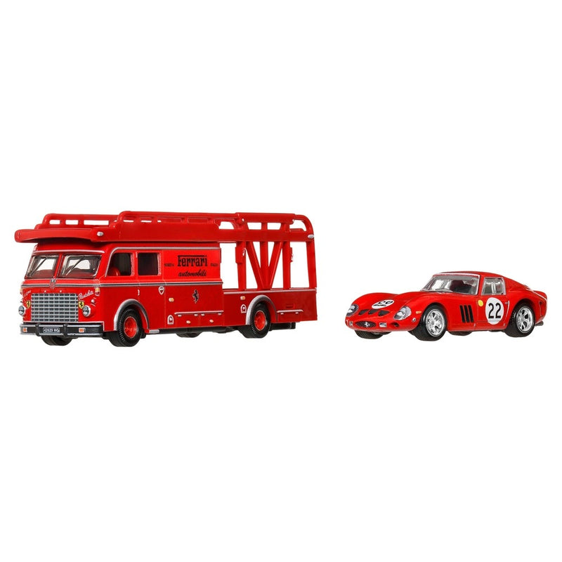 2025 Hot Wheels Premium Car Culture Team Transport Ferrari 250 GTO y camión Fiat 642 RN2 Bartoletti Transporter con Llantas de Goma RR