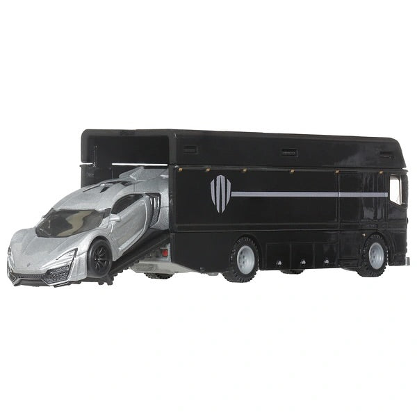 2025 Hot Wheels Premium Car Culture Team Transport Lykan HyperSport y camión Euro Hauler con Llantas de Goma RR