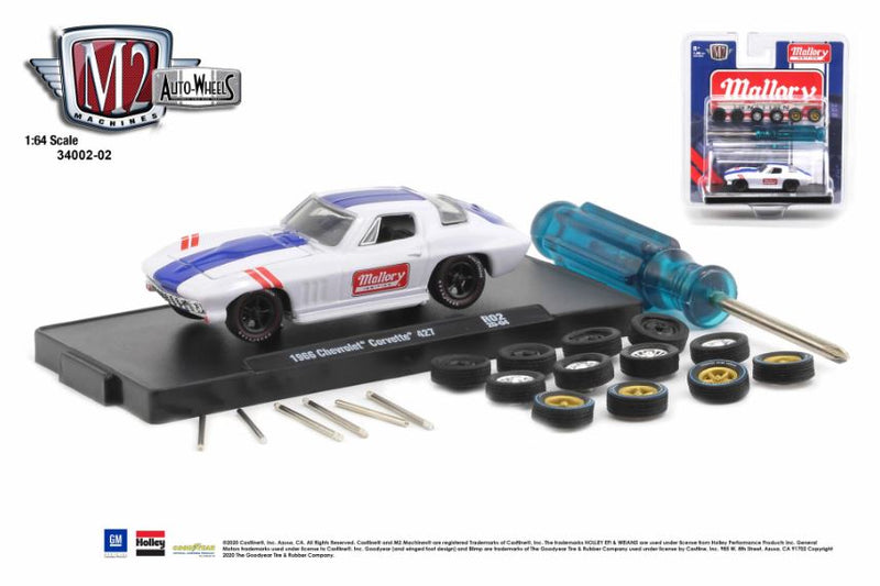 2020 M2 Machines Limited Edition 1/5,000 O'Reilly Exclusive Mallory 1966 Chevrolet Corvette 427 R02 blanco Llantas de Goma