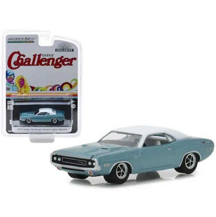 2018 Greenlight Limited Edition Hobby Exclusive 1970 Dodge Challenger Western Sport Special celeste Llantas de Goma