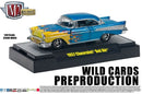 2012 M2 Machines Wild Cards Limited Edition 1957 Chevrolet Bel Air WC-04 azul metálico con flamasLlantas de Goma