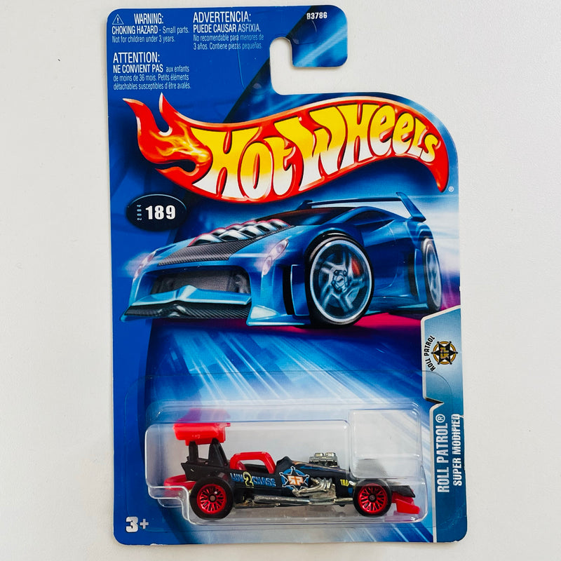 2004 Hot Wheels Roll Patrol Super Modified 189 negro LW base ZAMAC