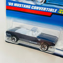 1998 Hot Wheels 65 Mustang Convertible 455 azul oscuro metálico 5SP base ZAMAC