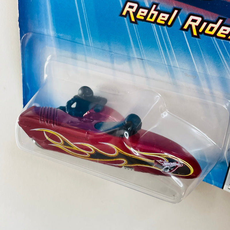 2005 Hot Wheels Rebel Rides Outsider 076 rojo metálico WSP base ZAMAC.