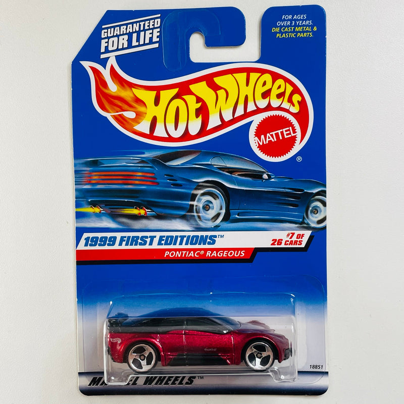 1999 Hot Wheels First Editions Pontiac Rageous rojo metálico 3SP