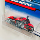 1999 Hot Wheels Scorchin' Scooter 1075 rojo MC3 base ZAMAC variante tampo parcialmente visible