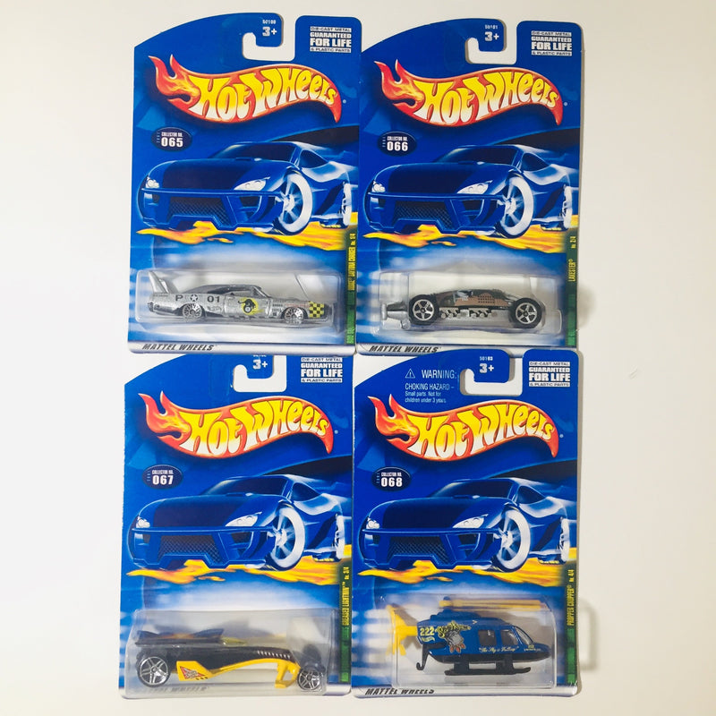 2001 Hot Wheels Rod Squadron Series Colección Set de 4 - Dodge Charger Daytona, Lakester, Greased Lightnin', Propper Chopper