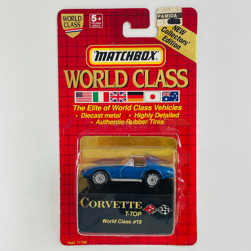 1992 Matchbox World Class Collectors Edition Corvette T-Top azul metálico Llantas de Goma
