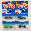 1995 Hot Wheels Hot Hubs Series Colección Set de 4 - Cyber Cruiser, Shadow Jet, Vampyra, Suzuki QuadRacer