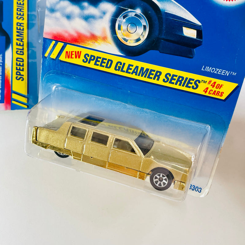1995 Hot Wheels Speed Gleamer Series Colección Set de 4 - 34 Ford 3-Window, T-Bucket, Ratmobile, Limozeen