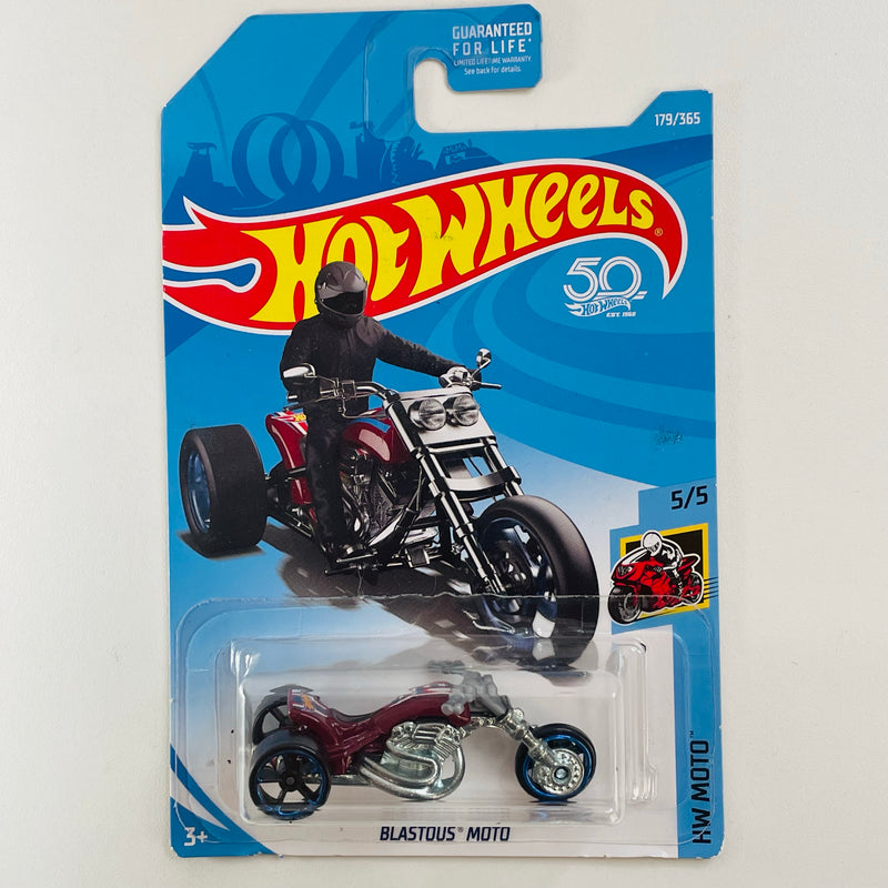 2018 Hot Wheels HW Moto Blastous Moto rojo OH5 con MC5 base ZAMAC