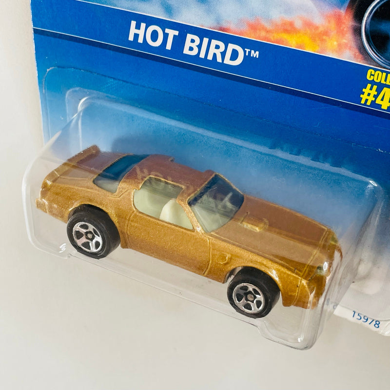 1996 Hot Wheels Hot Bird Pontiac Firebird 469 dorado metálico 5SP base ZAMAC variante Sin Fénix