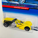 2000 Hot Wheels Secret Code Screamin Hauler 048 amarillo 5SP base ZAMAC Blíster 90s