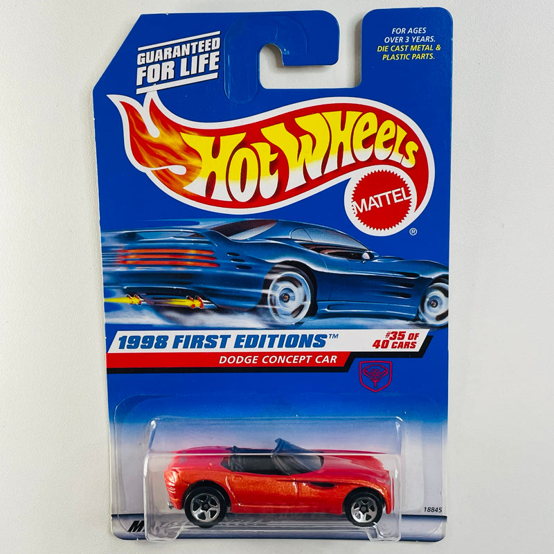 1998 Hot Wheels First Editions Dodge Concept Car naranja metálico 5SP base ZAMAC