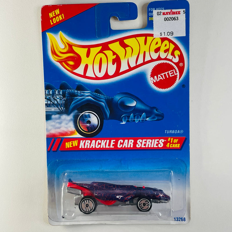 1995 Hot Wheels Krackle Car Series Turboa morado UH base ZAMAC