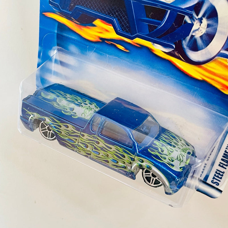 2003 Hot Wheels First Editions Steel Flame 014 azul metálico PR5