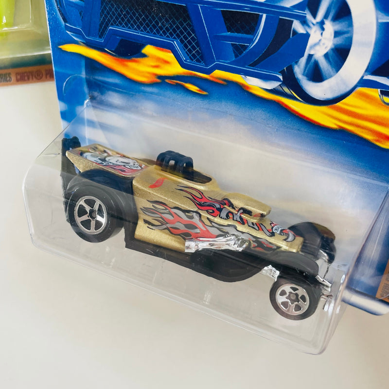 2001 Hot Wheels Skin Deep Series Colección Set de 4 - Super Comp Dragster, 41 Jeep Willys Coupe, Chevy Pro Stock Truck, Pro Stock Firebird Pontiac