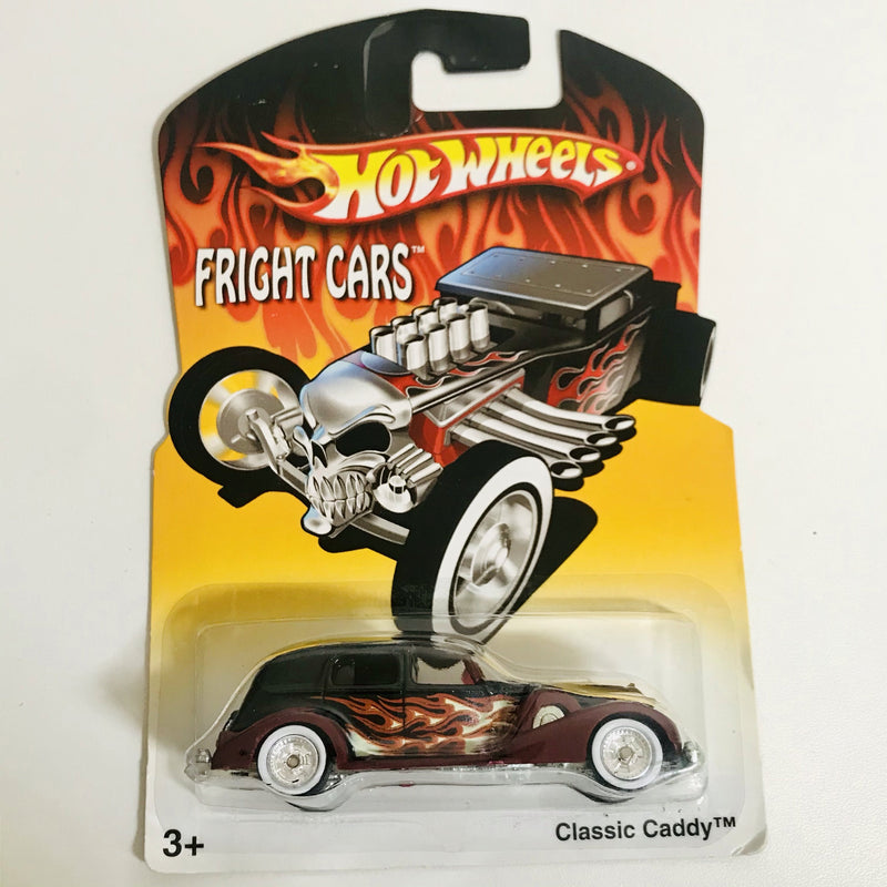 2007 Hot Wheels Fright Cars Classic Caddy Exclusivo Walmart negro con rojo Llantas de Goma RR base ZAMAC