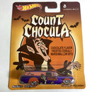 2014 Hot Wheels Pop Culture General Mills Count Chocula 59 Chevy Delivery morado Redline Llantas de Goma RR base ZAMAC