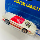 1993 Hot Wheels New Paint Style Custom Corvette 200 blanco UH variante Tampos con Borde Delgado