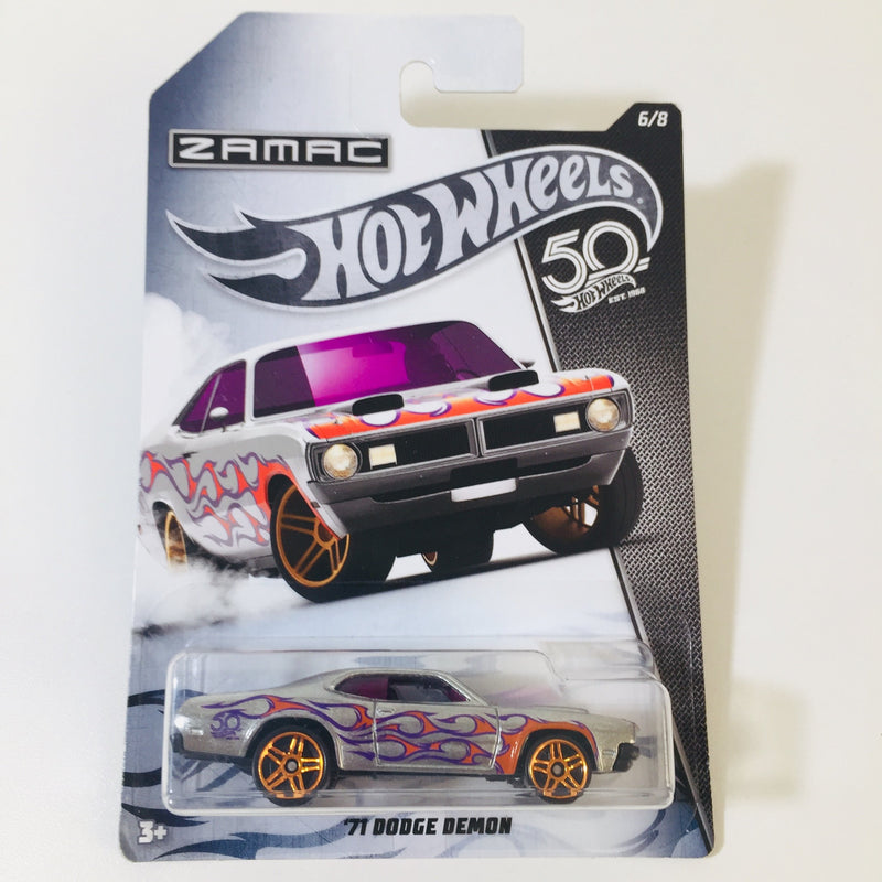 2018 Hot Wheels 50 Aniversario Zamac Flames 71 Dodge Demon ZAMAC PR5