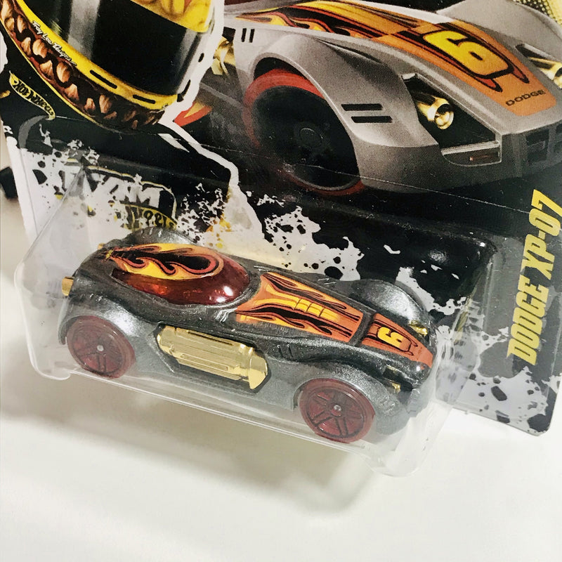 2012 Hot Wheels Team Top Rides Yellow Driver Dodge XP-07 gris PR5 con Stickers