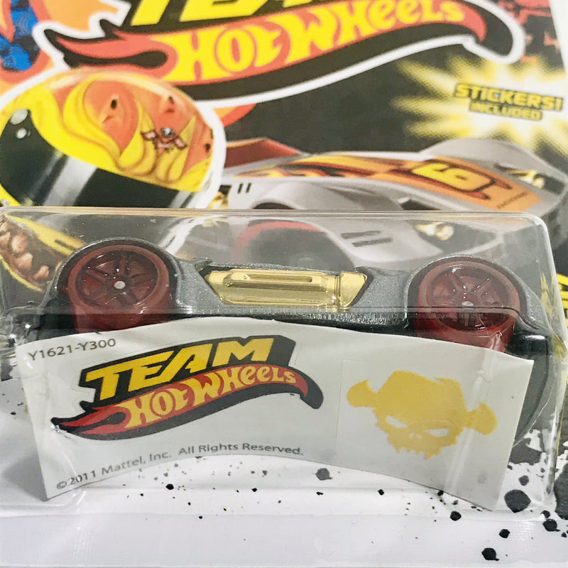 2012 Hot Wheels Team Top Rides Yellow Driver Dodge XP-07 gris PR5 con Stickers