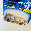 2001 Hot Wheels Road Rocket 102 dorado metálico PR5 base ZAMAC