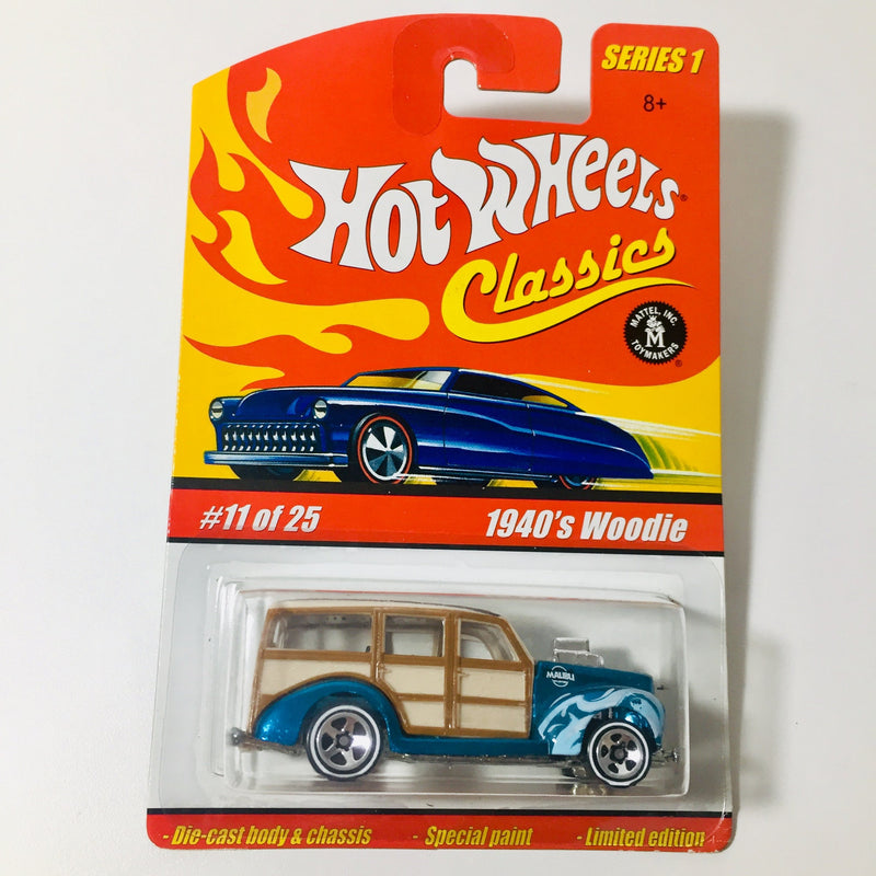 2005 Hot Wheels Classics Series 1 1940's Woodie Ford turquesa spectraflame 5SP base ZAMAC