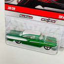 2010 Hot Wheels Larry's Garage 58 Ford Edsel verde metálico con blanco Llantas de Goma RR base ZAMAC