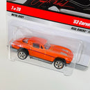 2009 Hot Wheels Larry's Garage 63 Corvette Chevrolet naranja metálico Llantas de Goma RR base ZAMAC