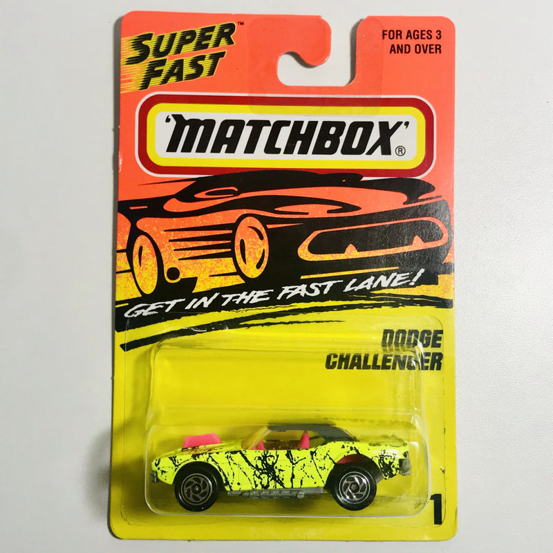 1995 Matchbox Super Fast Dodge Challenger 1 amarillo fluorescente