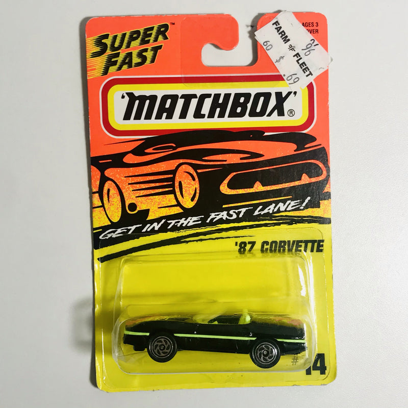 1995 Matchbox Super Fast 87 Corvette 14 negro