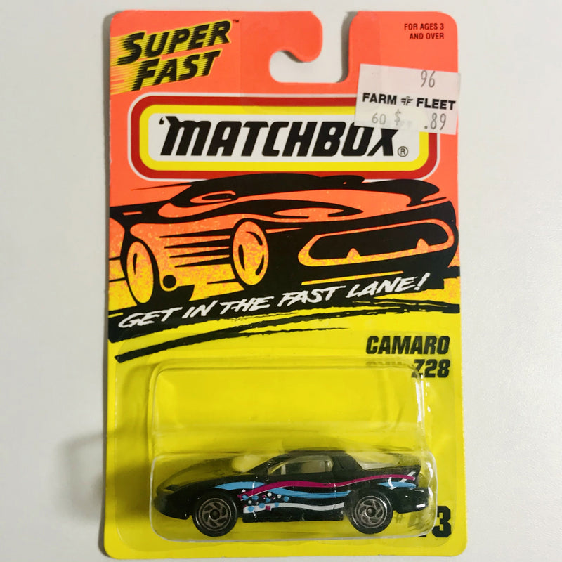 1996 Matchbox Super Fast Camaro Z-28 43 negro aros plata