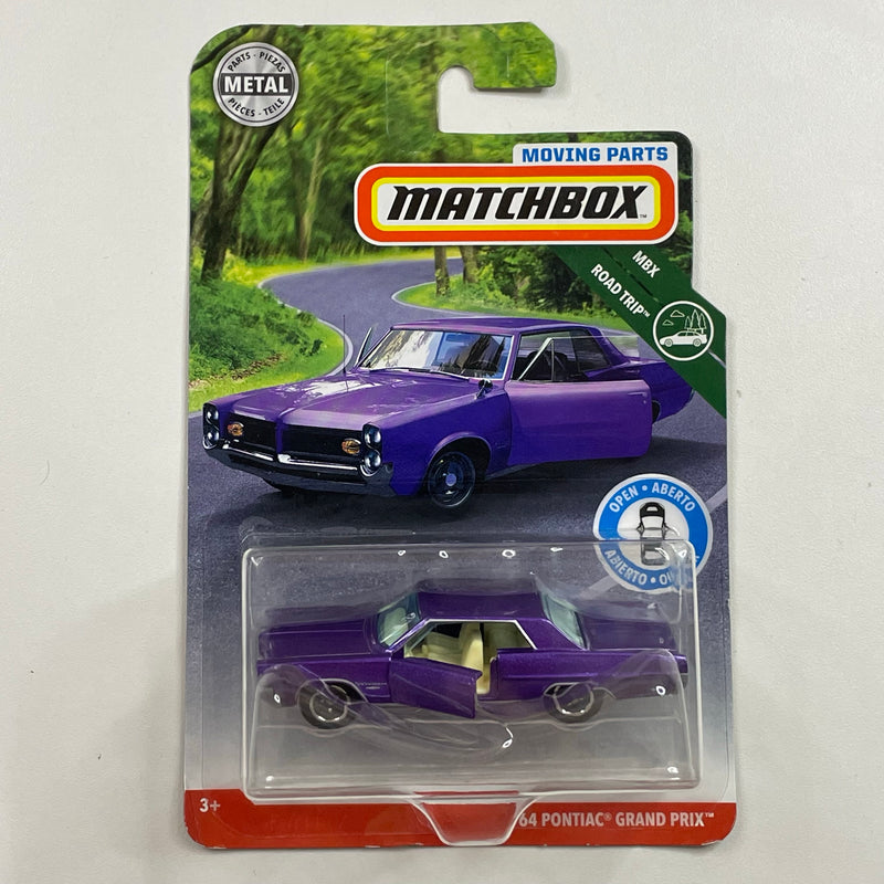 2019 Matchbox Moving Parts MBX Road Trip 64 Pontiac Grand Prix morado