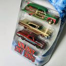2010 Hot Wheels Holiday Hot Rods 3 Pack Set de 3 - Purple Passion Woody, Ford 58 Edsel, 72 Ford Ranchero