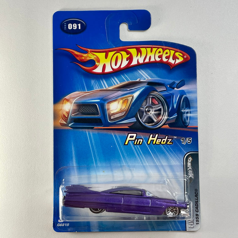2005 Hot Wheels Pin Hedz 1959 Cadillac 091 morado metálico LW