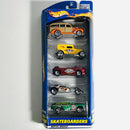 2001 Hot Wheels Skateboards 5 Pack Set de 5 - 40s Woodie Ford, 32 Ford Delivery, Deora II, Surf Crate, 55 Chevy Classic Nomad